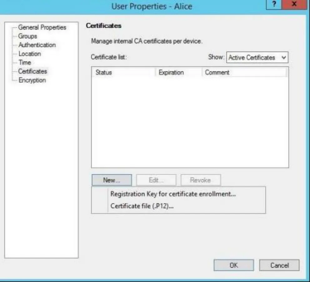 - Кликните по Certificates