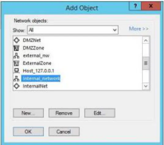 - В окне Add Object выбрать Internal_network. Internal_network
