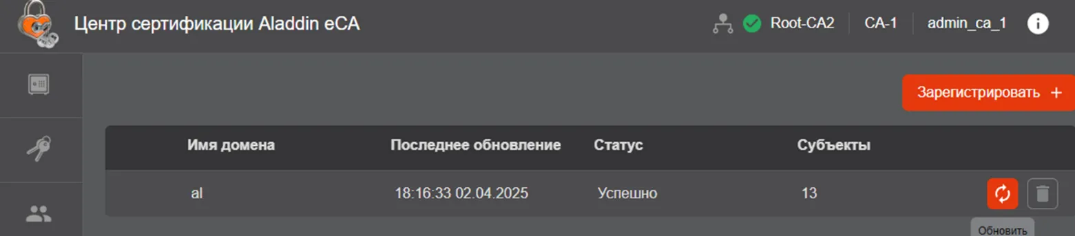 Запуск полной синхронизации ресурсной системы из раздела "Ресурсные системы"