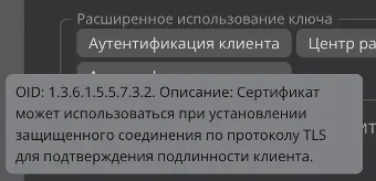 Всплывающая подсказка значения расширенного использования ключа