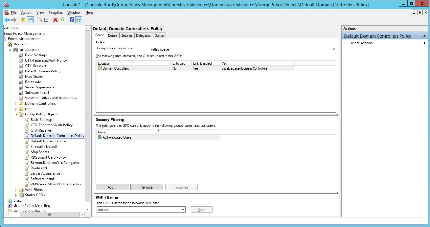 Default Domain Controllers Policy