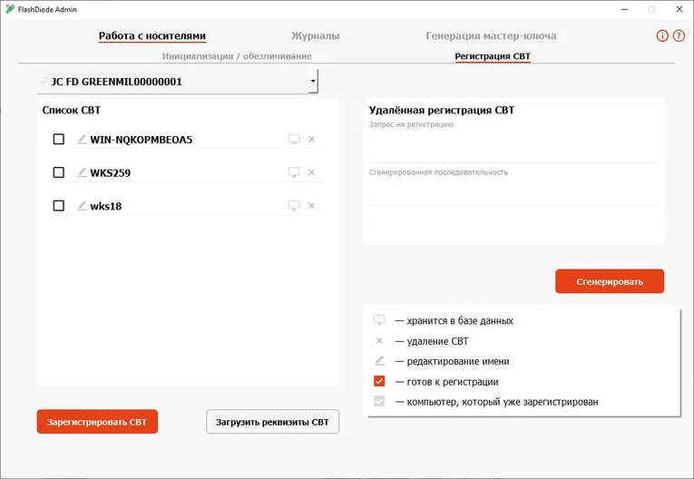 Вкладка "Регистрация СВТ"