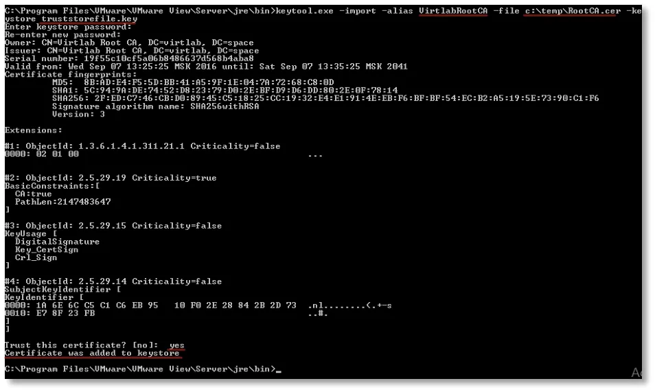 keytool -import -alias