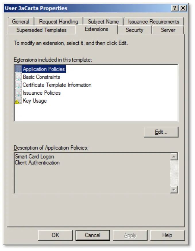 Edit Application Policies Extension (Редактирование расширений политик