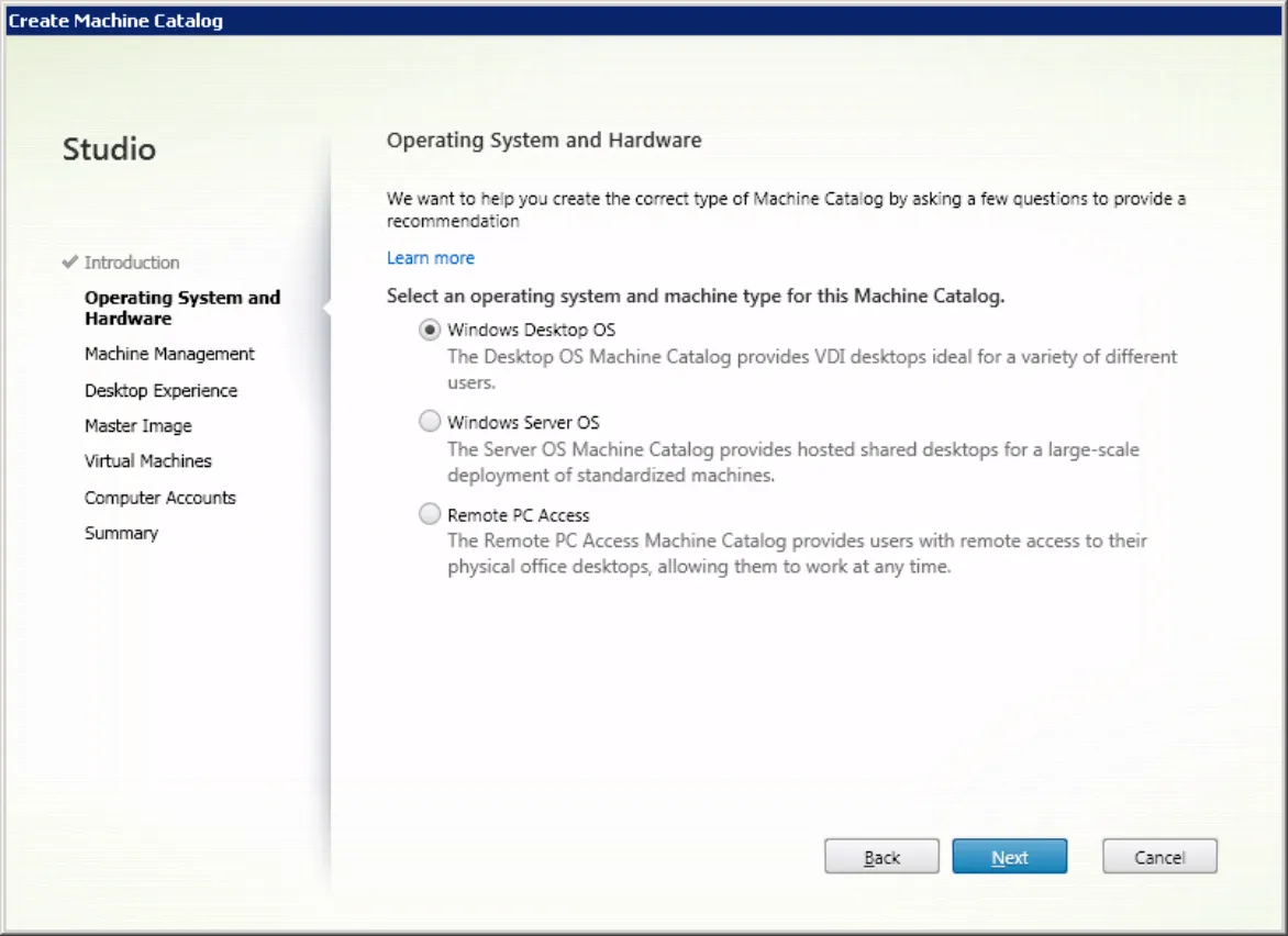 Windows Desktop OS или другой пункт в зависимости от настроек вашей среды