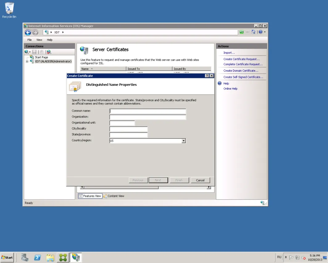 Create Domain Certificate